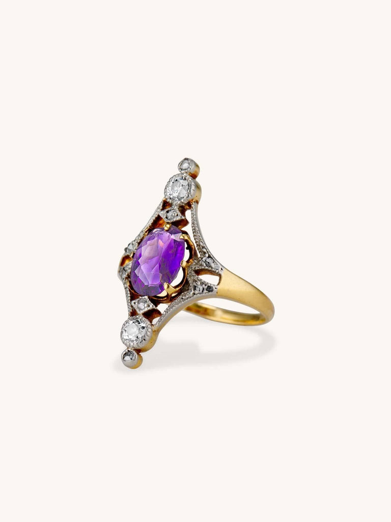 Edwardian 1.57 Carat Oval Cut Amethyst Dinner Ring