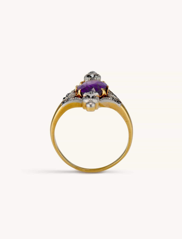 Edwardian 1.57 Carat Oval Cut Amethyst Dinner Ring