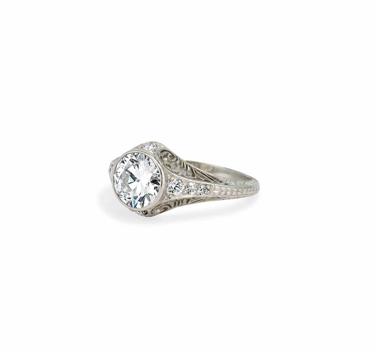 Edwardian 1.60 Carat Old European Diamond Filigree Ring
