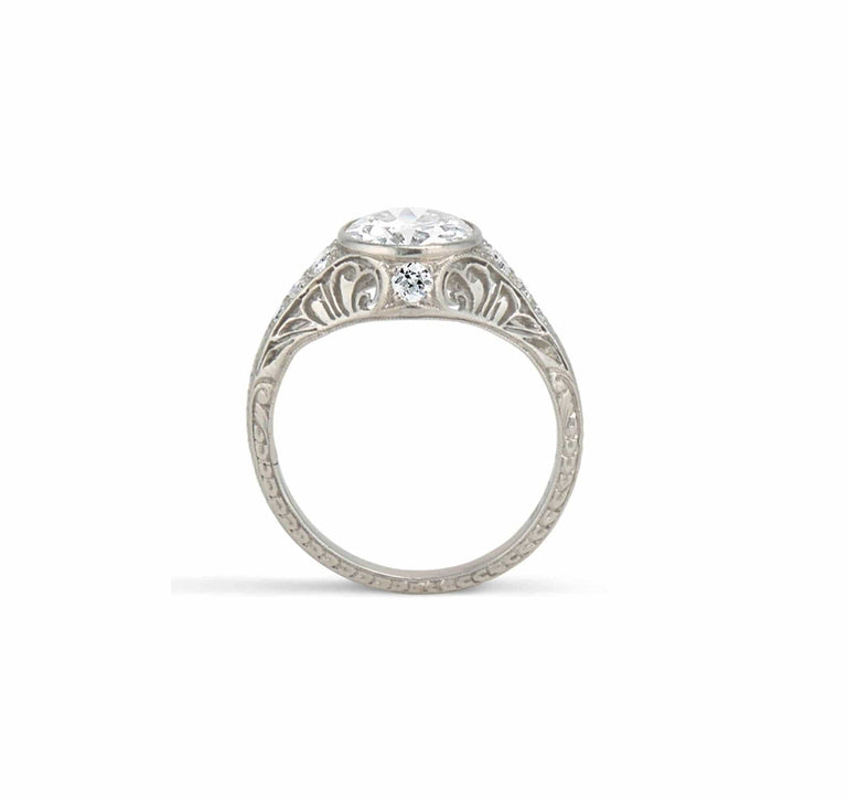 Edwardian 1.60 Carat Old European Diamond Filigree Ring