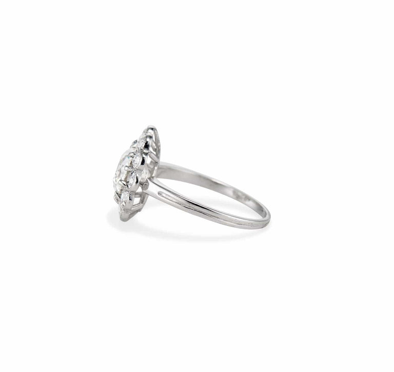 Edwardian 1.73 Carat Old European Diamond Cluster Engagement Ring
