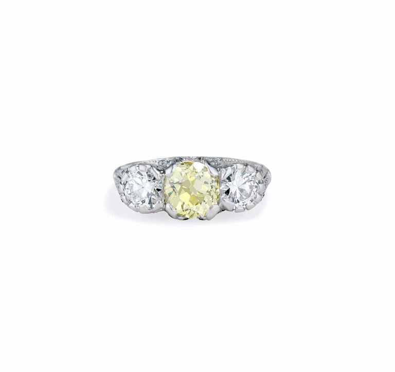 Edwardian 2.03 Fancy Yellow Diamond Engagement Ring