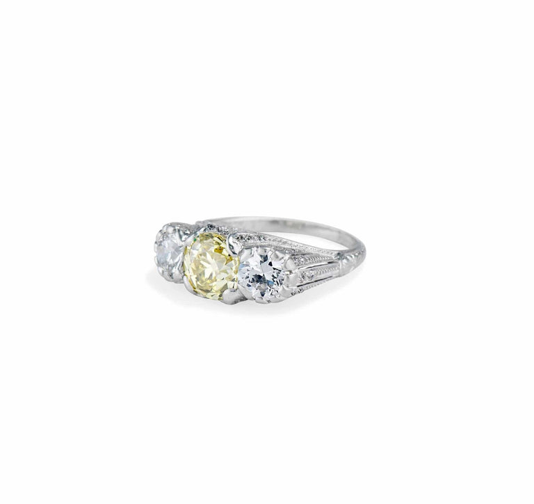 Edwardian 2.03 Fancy Yellow Diamond Engagement Ring