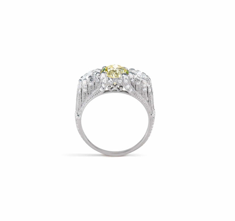 Edwardian 2.03 Fancy Yellow Diamond Engagement Ring
