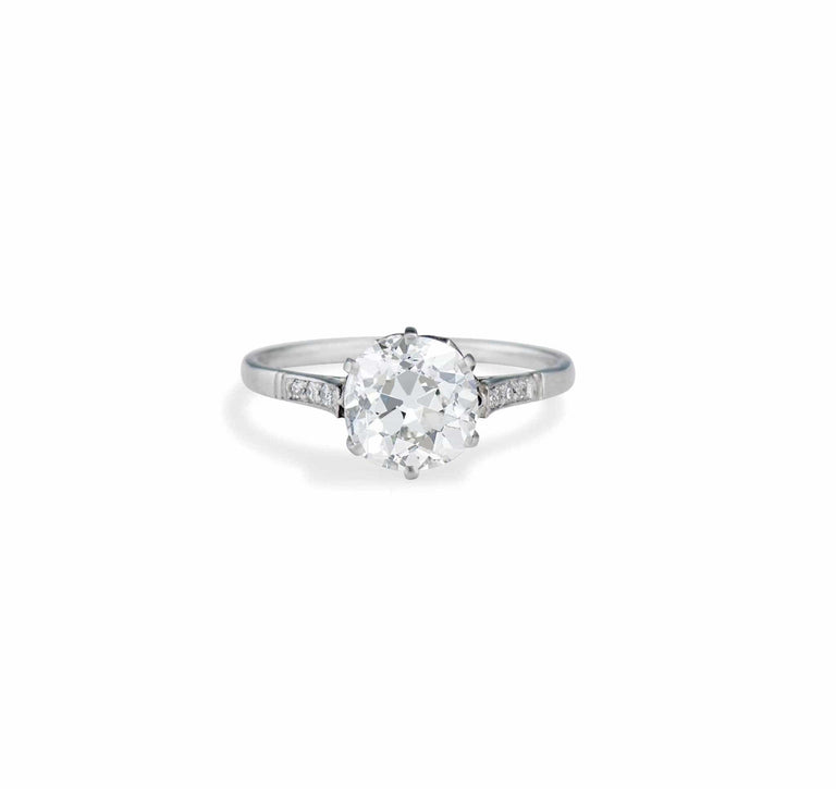 Edwardian 2.27 Carat Cushion Cut Diamond Engagement Ring