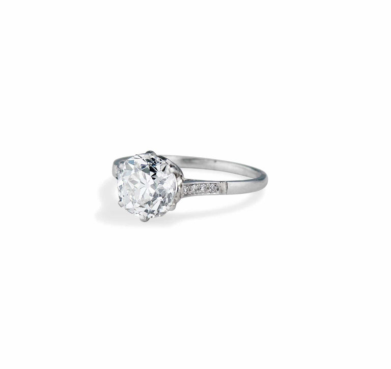 Edwardian 2.27 Carat Cushion Cut Diamond Engagement Ring