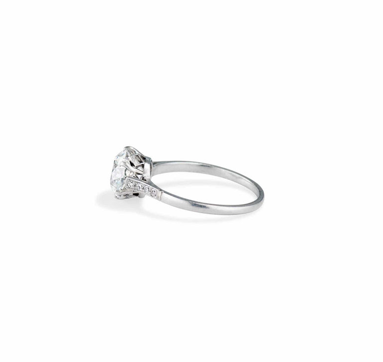 Edwardian 2.27 Carat Cushion Cut Diamond Engagement Ring