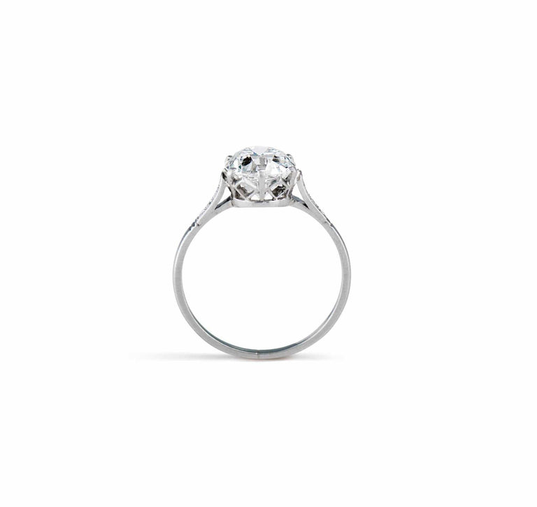 Edwardian 2.27 Carat Cushion Cut Diamond Engagement Ring
