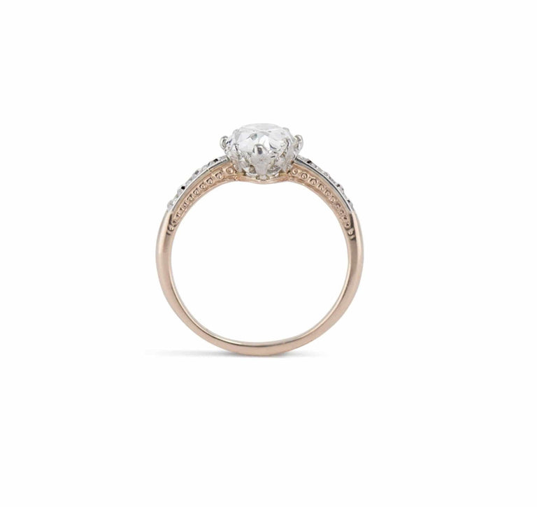 Edwardian 2.55 Carat Marquise Cut Two Tone Ring