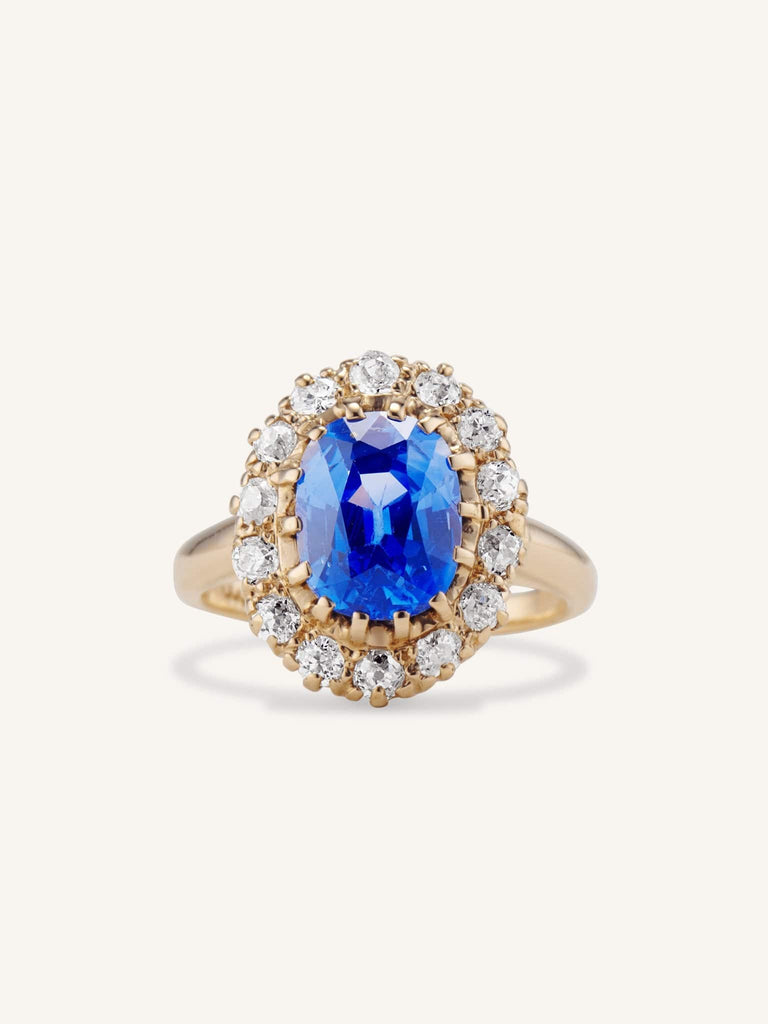 Edwardian 2.70 Carat Ceylon Sapphire & Diamond Cluster