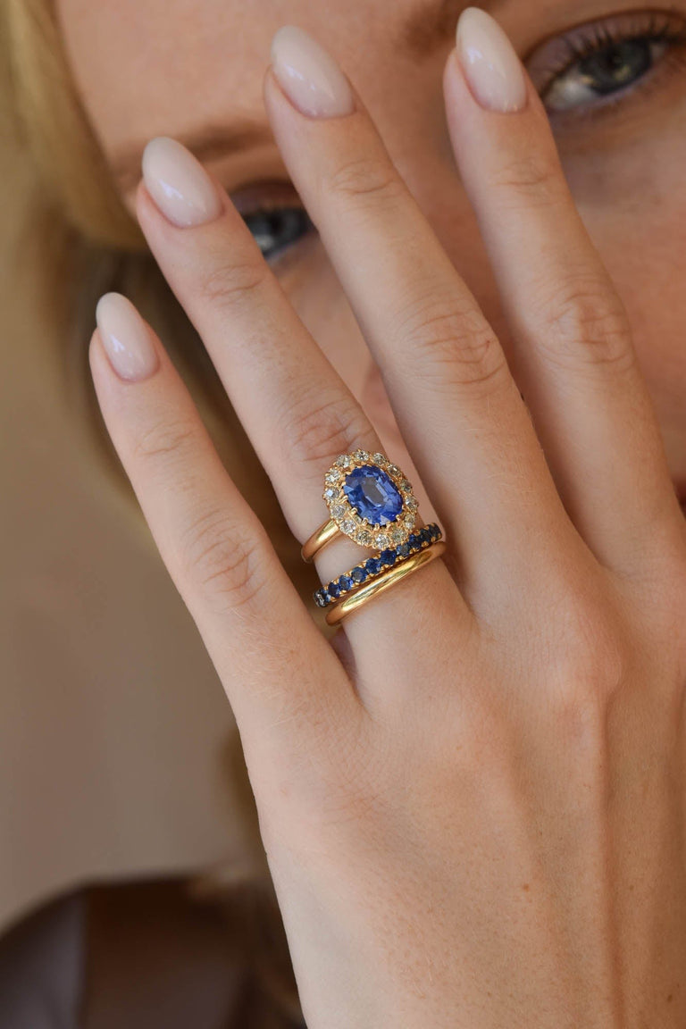 Edwardian 2.70 Carat Ceylon Sapphire & Diamond Cluster