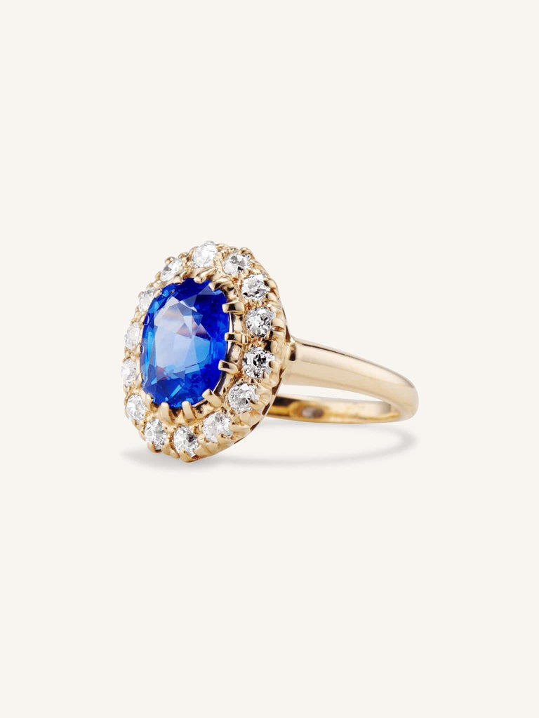 Edwardian 2.70 Carat Ceylon Sapphire & Diamond Cluster