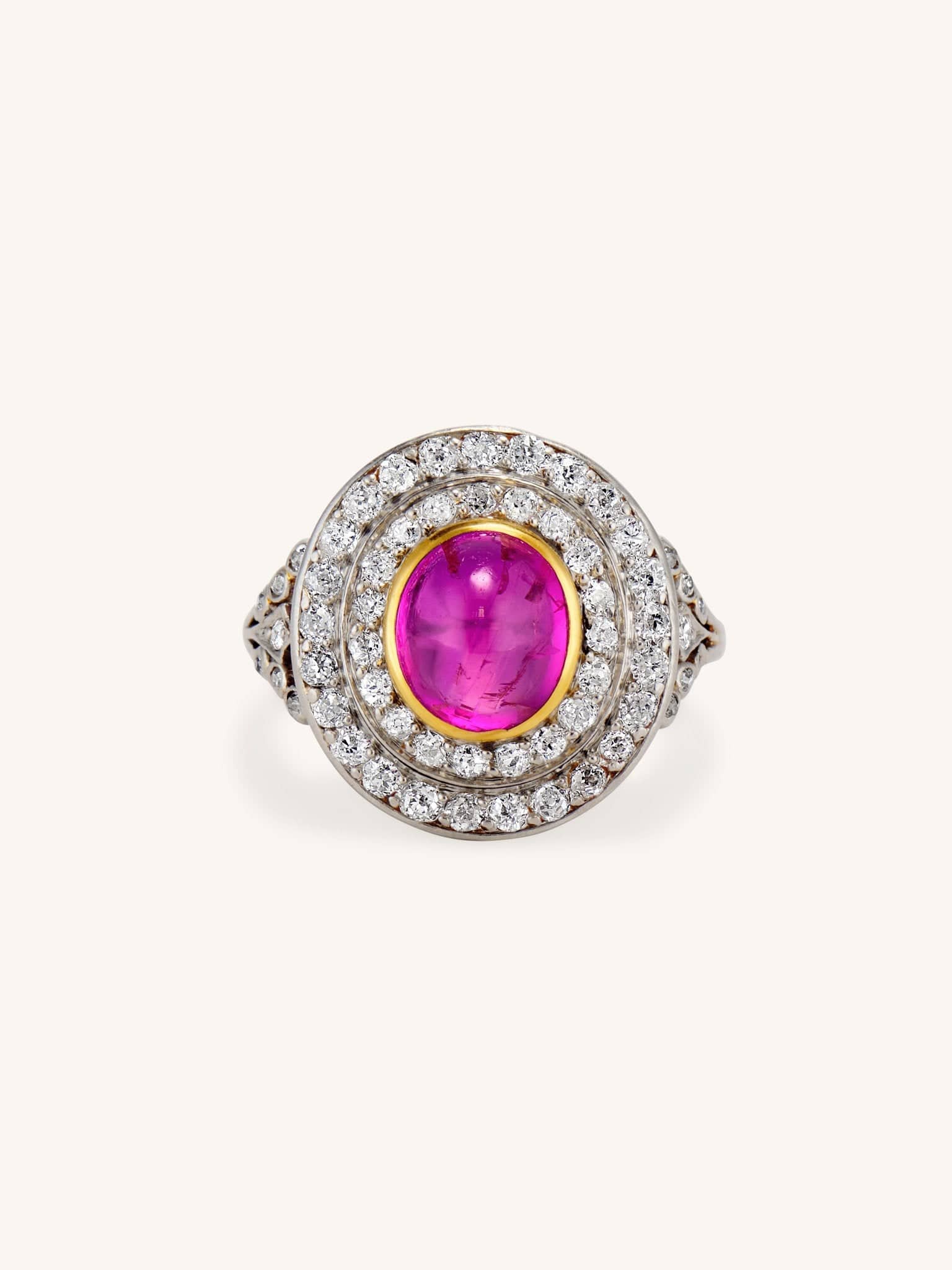 Edwardian 2.80 Cabochon Ruby & Diamond Cluster – Erstwhile