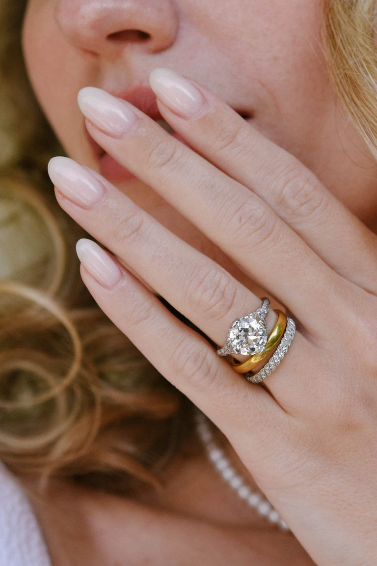 Edwardian 3.45 Carat Old European Cut Diamond Engagement Ring