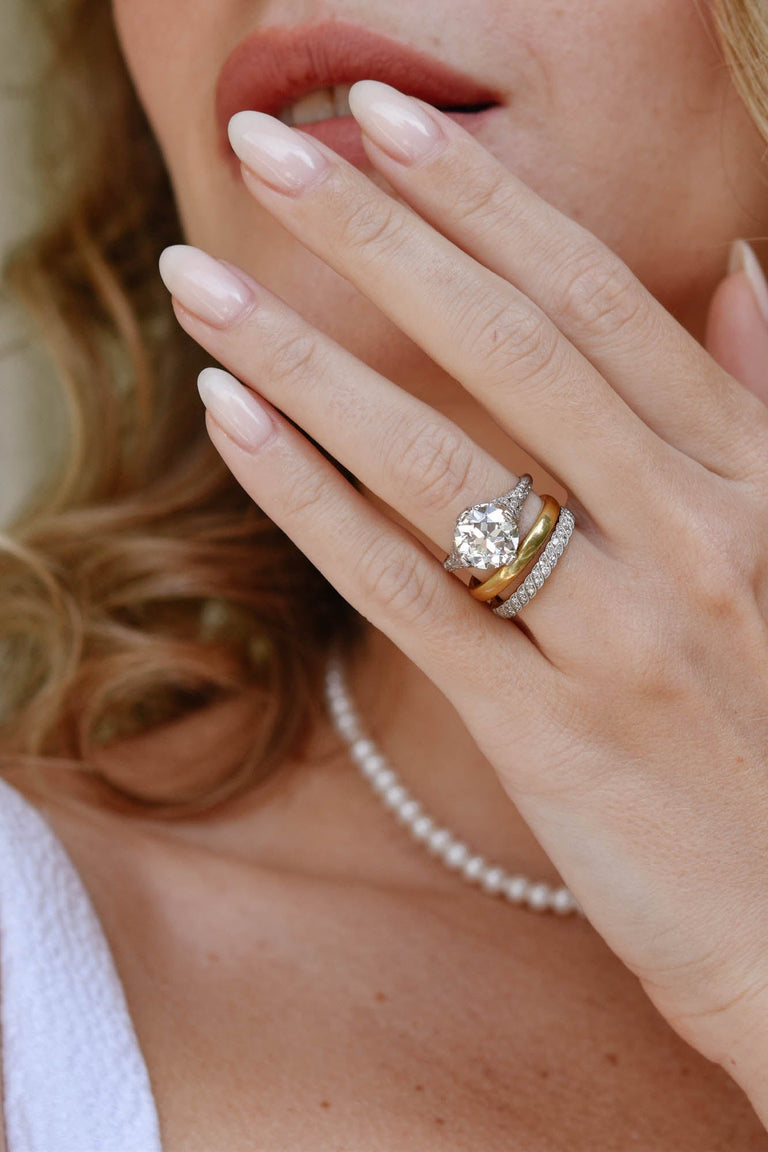 Edwardian 3.45 Carat Old European Cut Diamond Engagement Ring