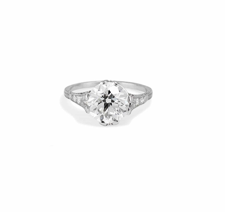 Edwardian 3.56 Carat Old European Cut Diamond NSEW Ring