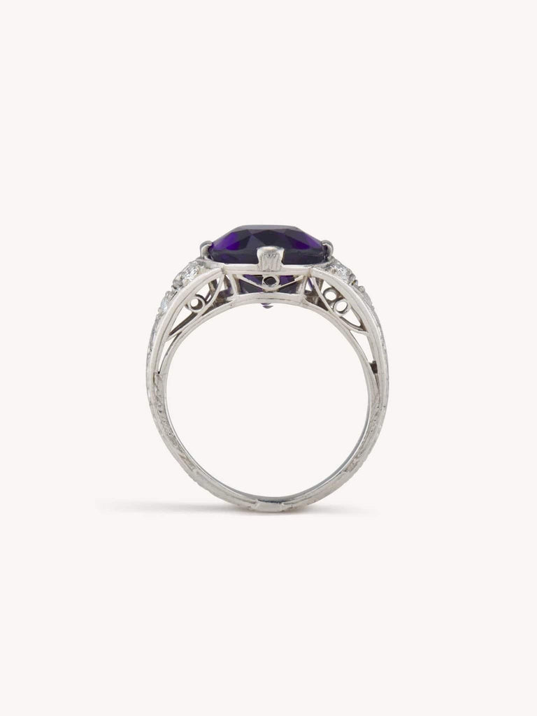 Edwardian 4.00 Carat Oval Cut Amethyst Ring
