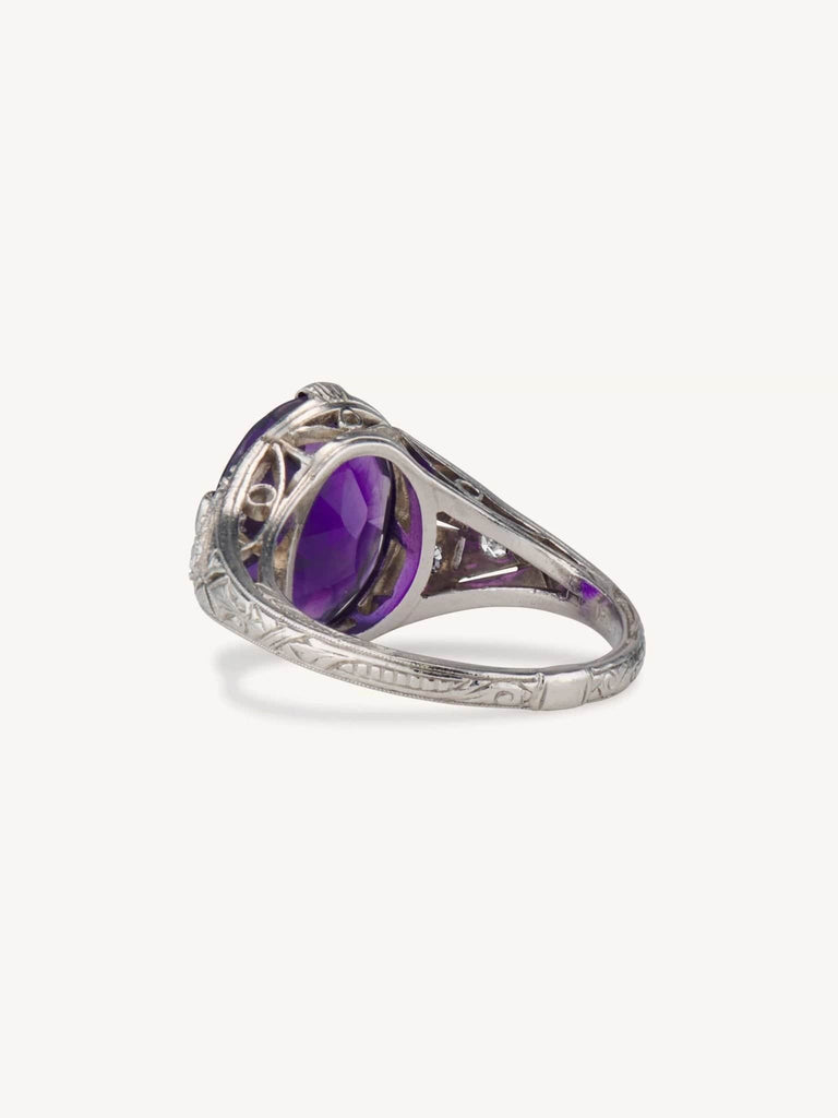 Edwardian 4.00 Carat Oval Cut Amethyst Ring