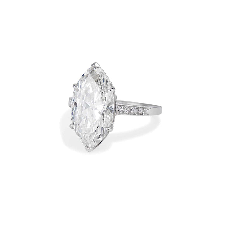 Edwardian 4.52 Carat Marquise Diamond Ring