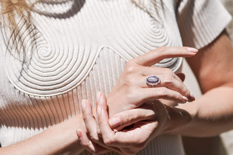 Edwardian .40 Carat Old European Cut Diamond & Sapphire Ring