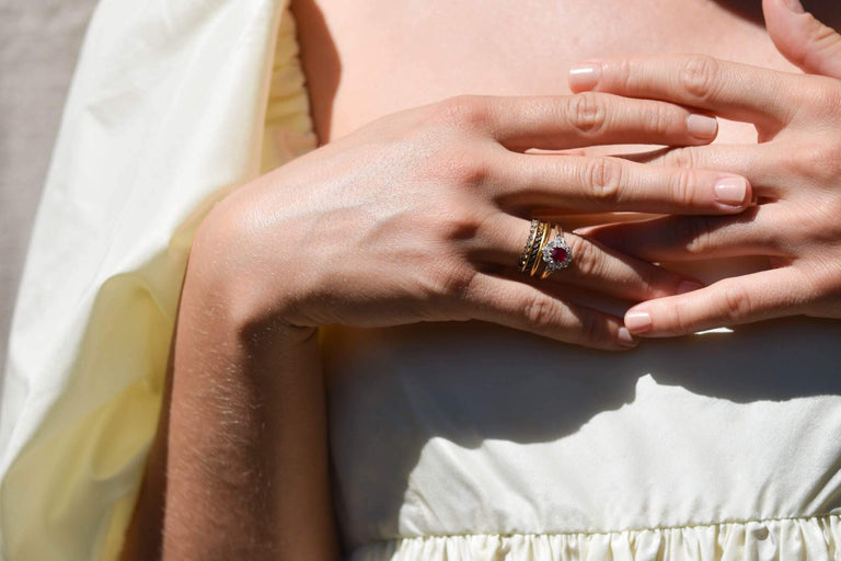 Edwardian .40 Carat Oval-Cut Burmese Ruby Diamond Cluster Ring