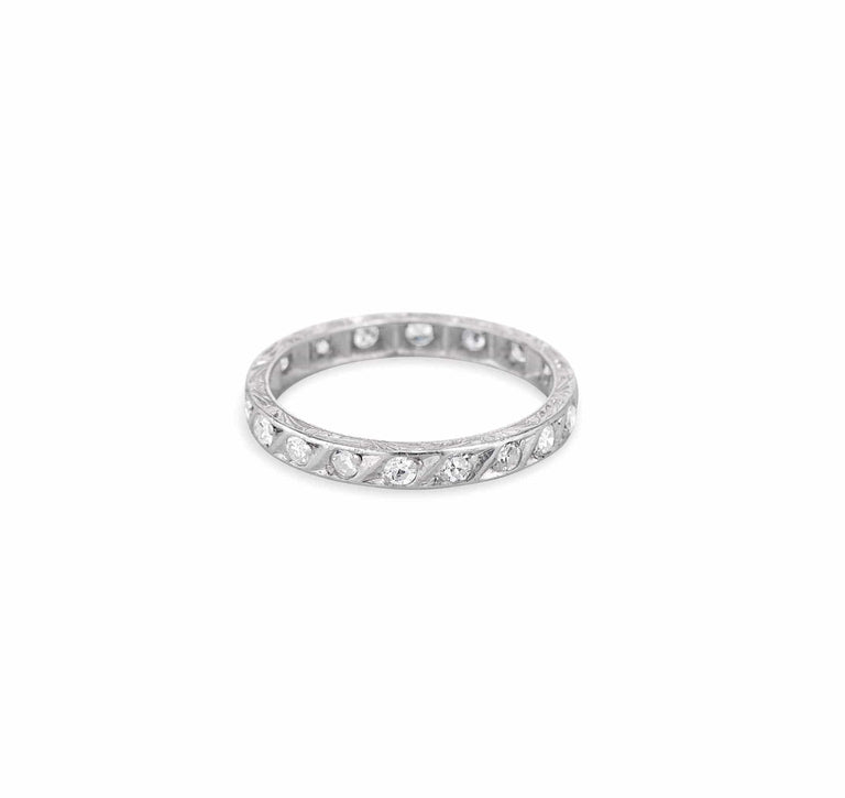 Edwardian .50 Carat Single Cut Diamond Engraved Band