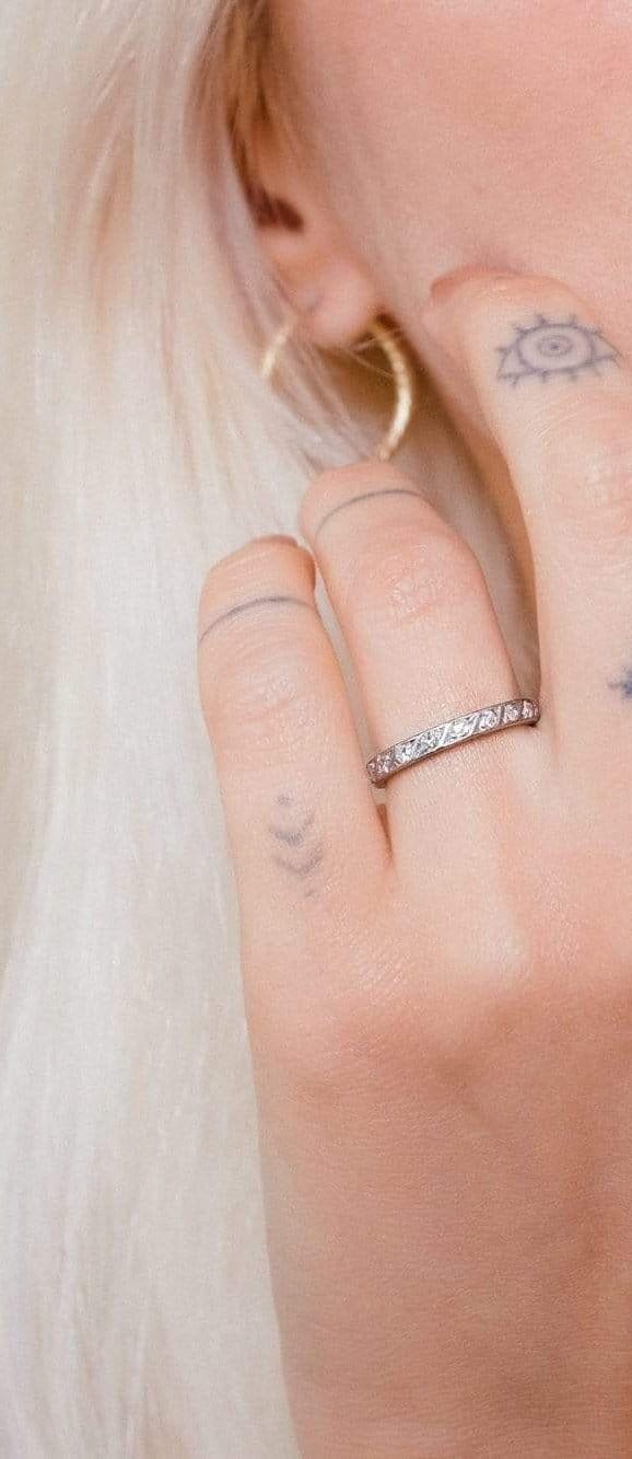 Edwardian .50 Carat Single Cut Diamond Engraved Band