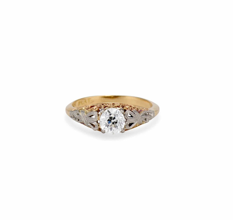 Edwardian .63 Carat Old European Diamond & Gold Engagement Ring