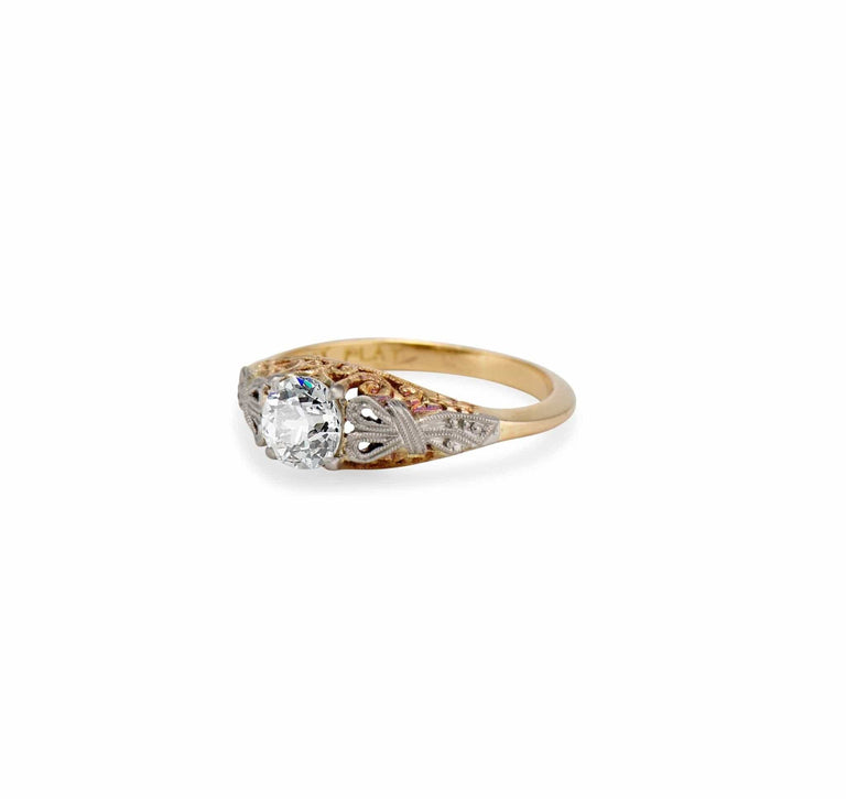 Edwardian .63 Carat Old European Diamond & Gold Engagement Ring