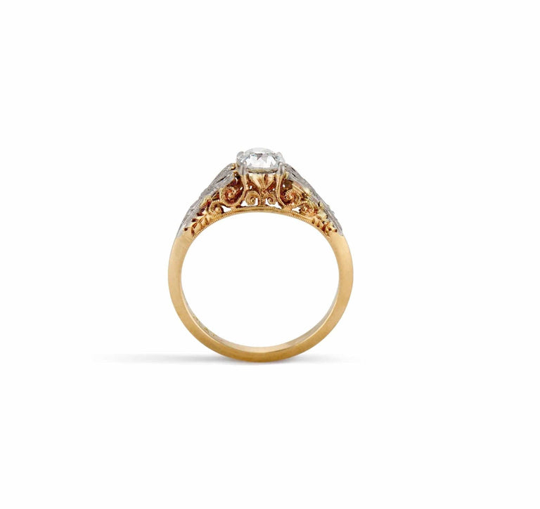 Edwardian .63 Carat Old European Diamond & Gold Engagement Ring