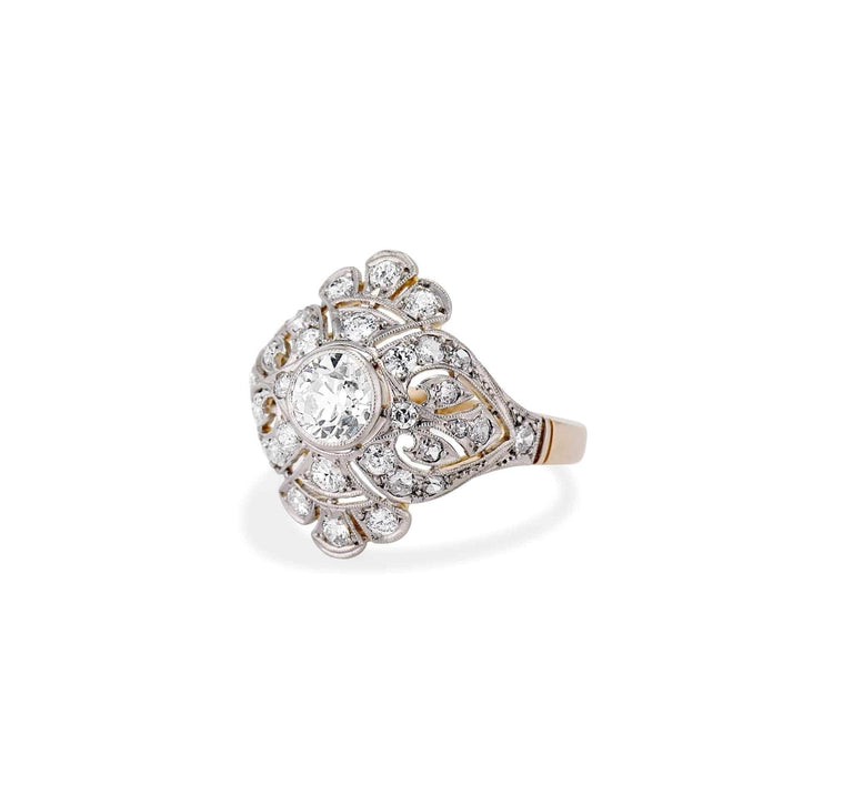 Edwardian .70 Carat Old European Cut Diamond & Filigree Ring