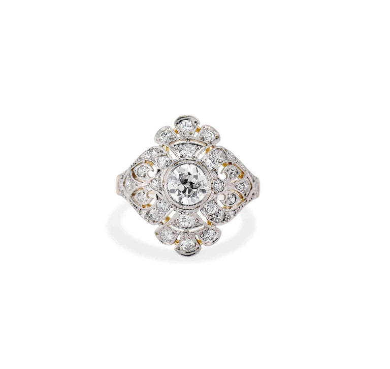 Edwardian .70 Carat Old European Cut Diamond & Filigree Ring