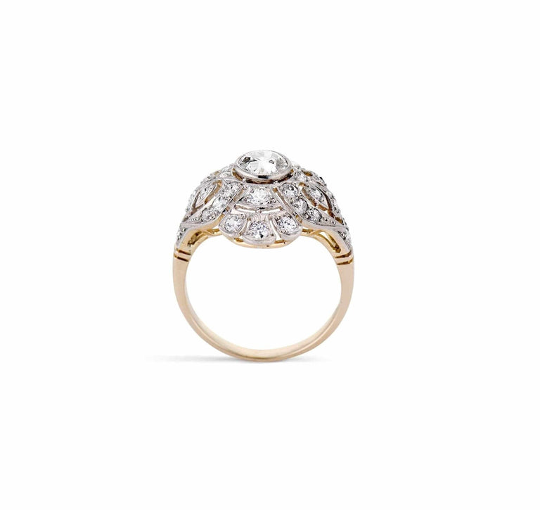 Edwardian .70 Carat Old European Cut Diamond & Filigree Ring
