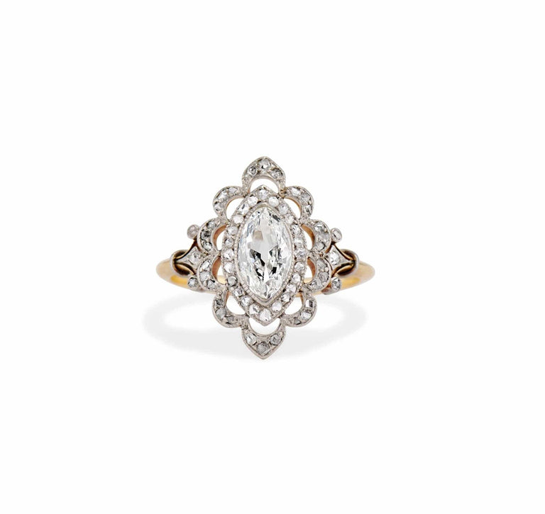 Edwardian .72 Carat Marquise Diamond Engagement Ring