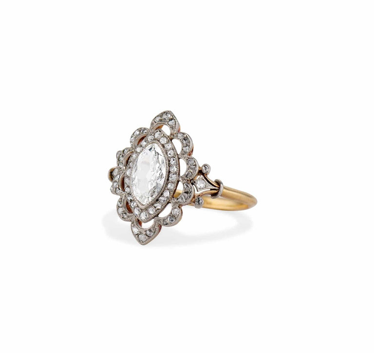 Edwardian .72 Carat Marquise Diamond Engagement Ring