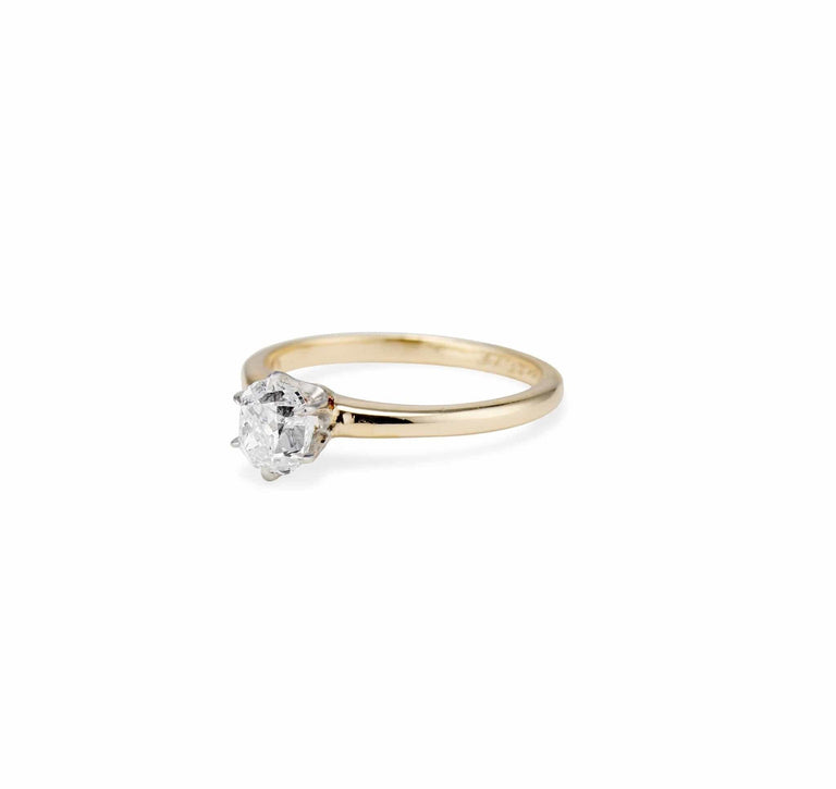 Edwardian .85 Old Mine Cushion Diamond Solitaire Engagement Ring