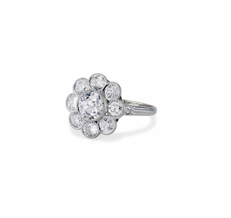 Edwardian .95 Old European-Cut Diamond and Platinum Cluster