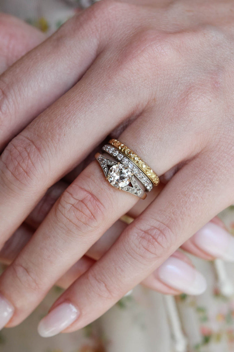 Edwardian .98 Carat Old European Cut Diamond Vintage Engagement Ring