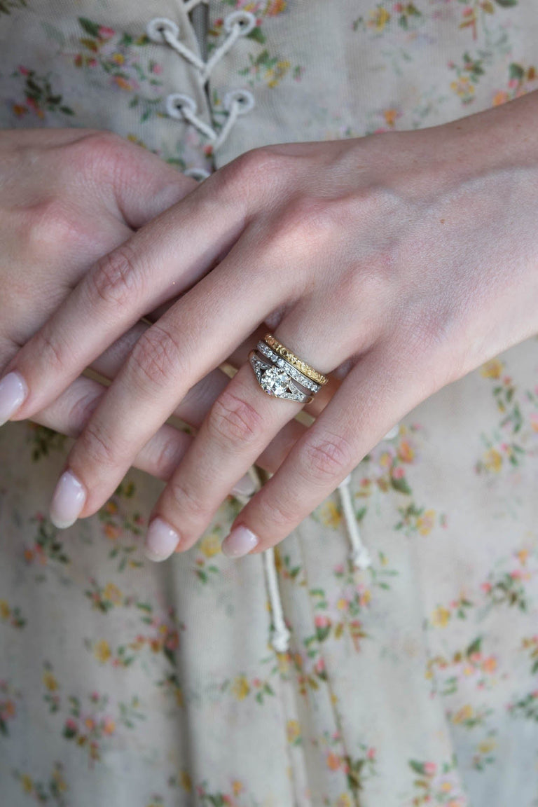 Edwardian .98 Carat Old European Cut Diamond Vintage Engagement Ring