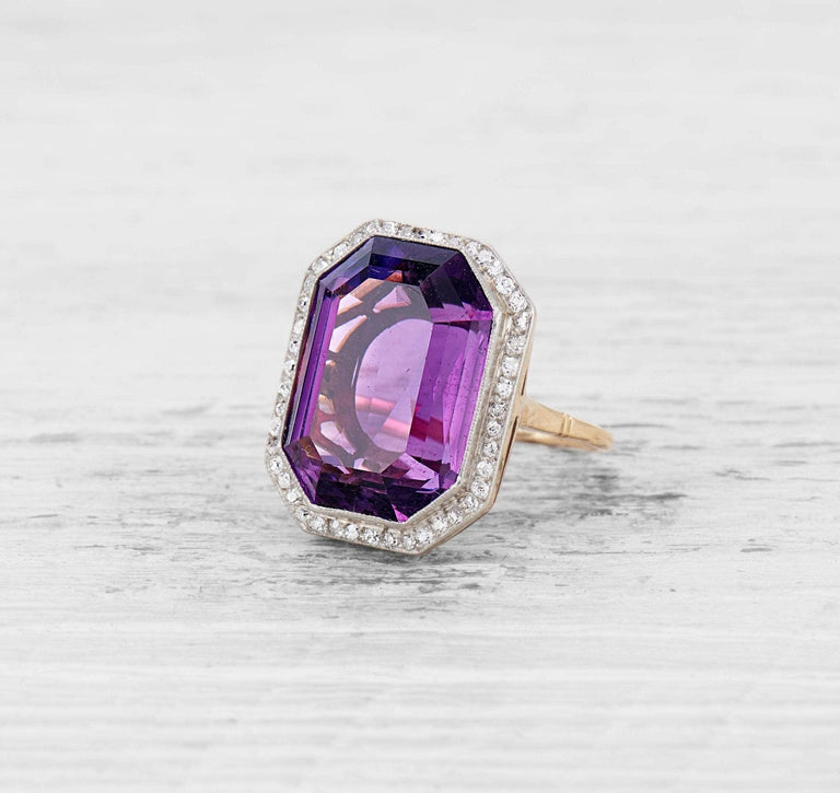 EDWARDIAN AMETHYST AND DIAMOND COCKTAIL RING