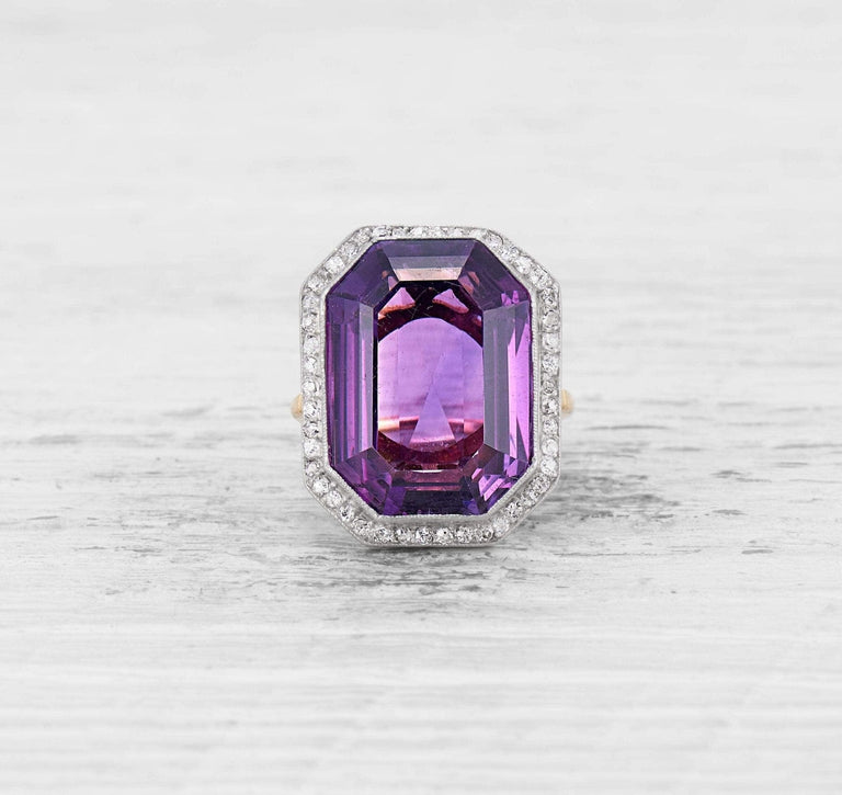 EDWARDIAN AMETHYST AND DIAMOND COCKTAIL RING