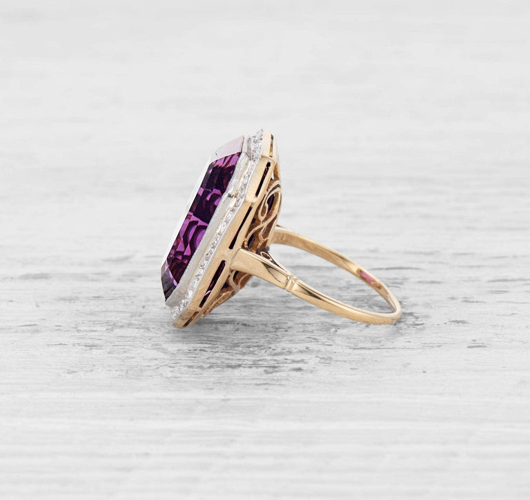 EDWARDIAN AMETHYST AND DIAMOND COCKTAIL RING
