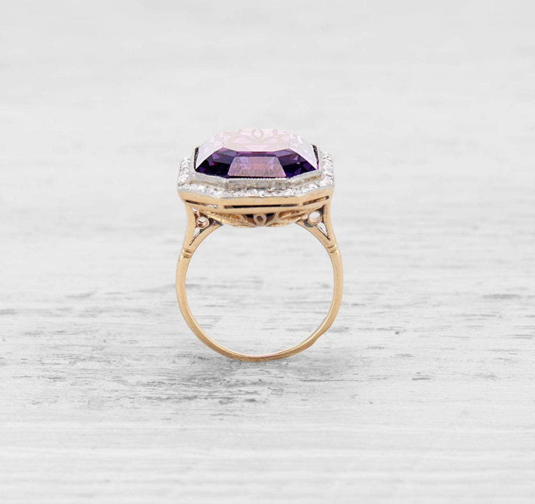 EDWARDIAN AMETHYST AND DIAMOND COCKTAIL RING