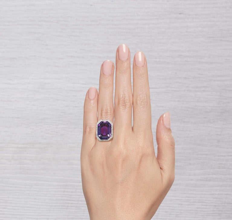 EDWARDIAN AMETHYST AND DIAMOND COCKTAIL RING