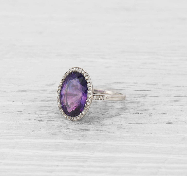 EDWARDIAN AMETHYST AND DIAMOND RING