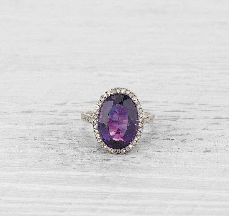 EDWARDIAN AMETHYST AND DIAMOND RING