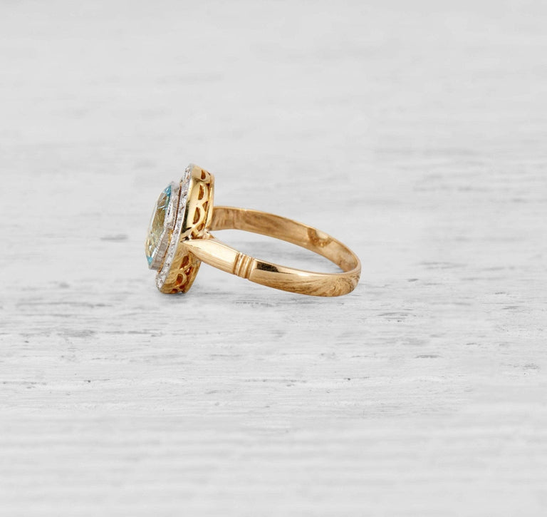 Edwardian Aquamarine and Diamond Ring