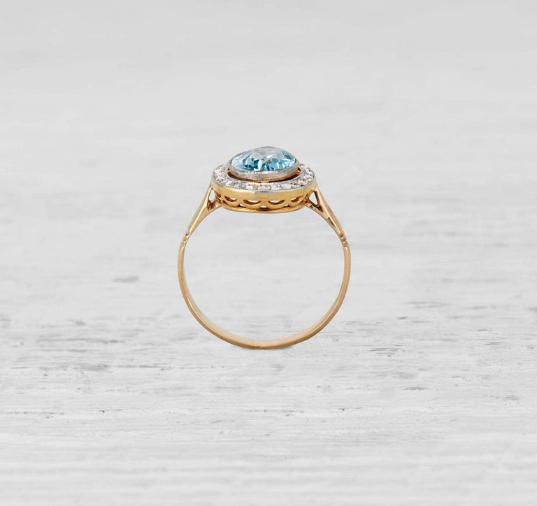 Edwardian Aquamarine and Diamond Ring