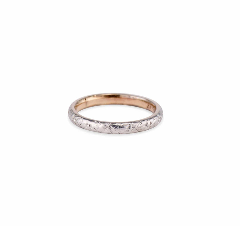 Edwardian Bi-Color Platinum and Gold Hand-Engraved Wedding Band