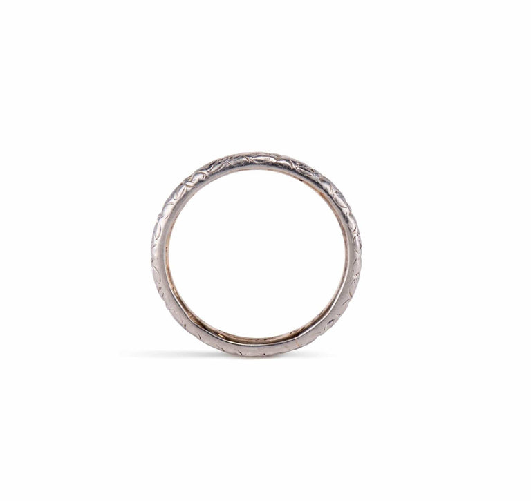 Edwardian Bi-Color Platinum and Gold Hand-Engraved Wedding Band